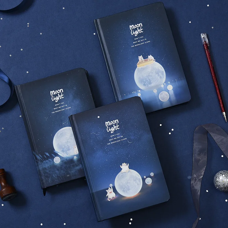 JUGAL Moon Night Notebook A5 Handbook Diary Kawaii DIY Sketchbook Diary Watercolor Drawing School Supplies Korea Stationery