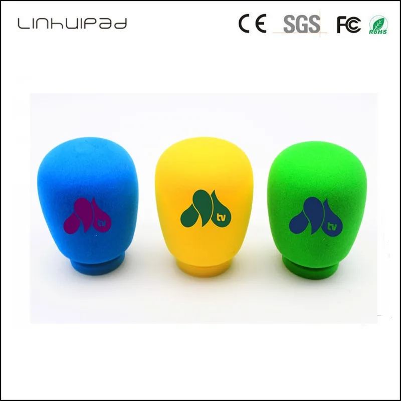 Linhuipad Q5 Linhuipad Q5 مقابلة محطة تلفزيون مخصصة ميكروفون الزجاج الأمامي كبير الحجم طباعة الشعار مراسل مراسل نادي كرة القدم رغوة الزجاج الأمامي