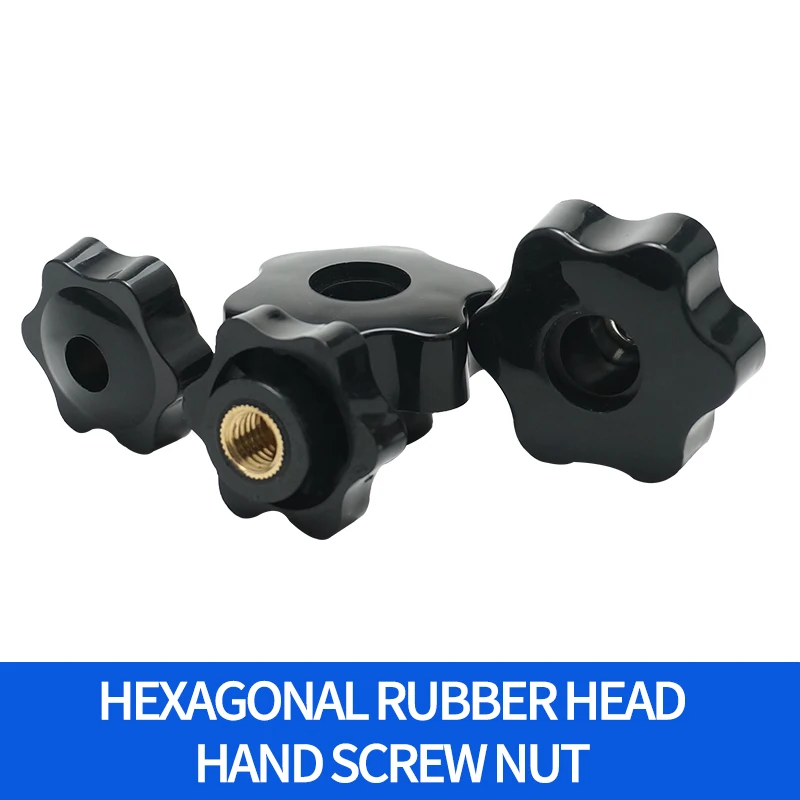 10/5 PCS M5 M6 M8 M10 Plum Hand Tighten Nuts Handle Thread Star Mechanical Black Thumb Nuts Clamping Knob Manual Nuts