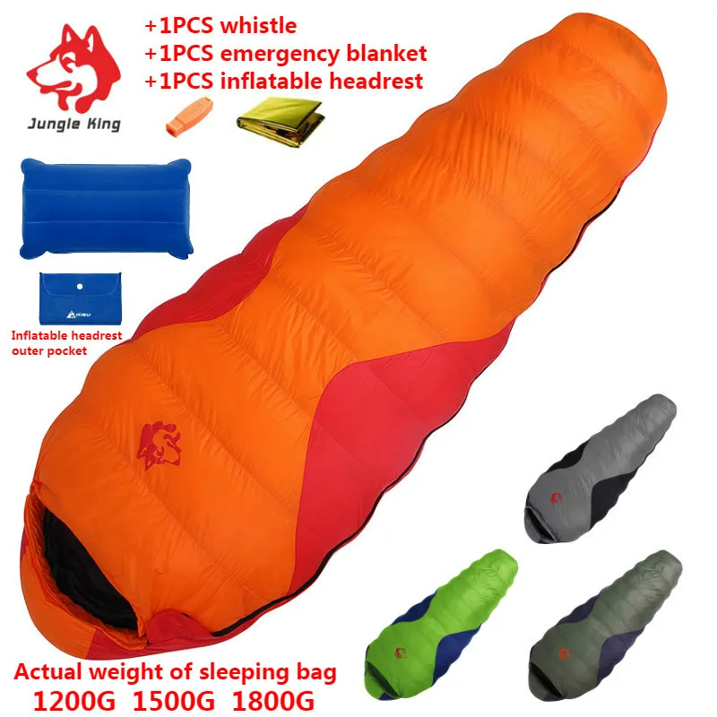 

Jungle King CY660 Winter Ultralight Outdoor 1.2KG/1.5KG/1.8KG Duck Down Mummy Sleeping Bag Thickened Splicing Camping -25 Degree