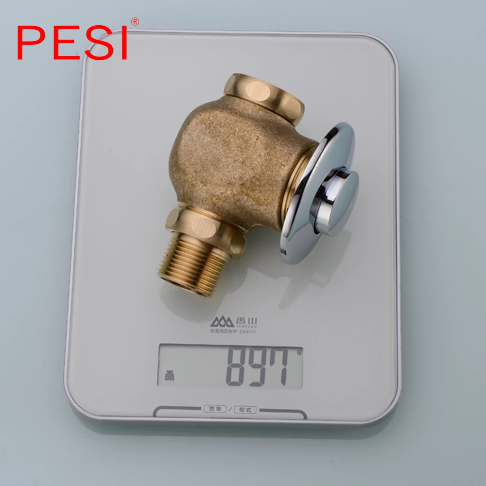 Imagem -03 - Latão Exposto Autotechamento Mictório Flush Válvula tipo Botão Manual Time-extended Válvula de Corte Atacado Cromo