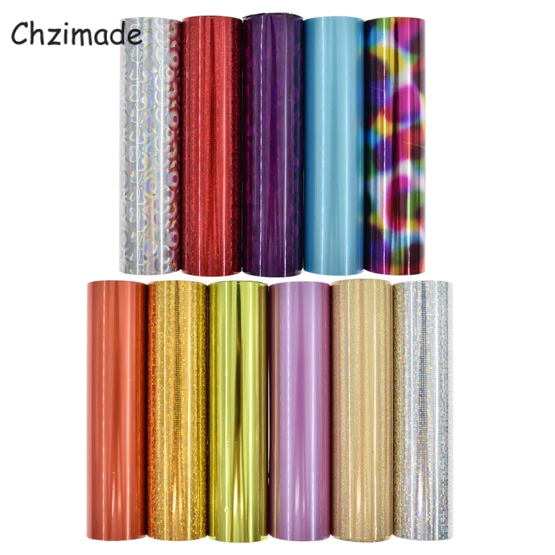 Chzimade Hot Stamping Foil Paper Holographic Heat Transfer Vinyl Film For T-shirts Clothing Diy Handmade Crafts Decoration