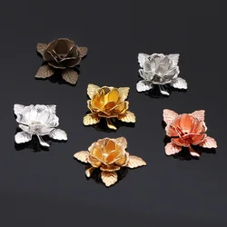 10pcs 20mm Gold Plated Flower Beads Caps Filigree Charms Copper Materials for Earrings Brooch Jewelry Making Wholesale DIY