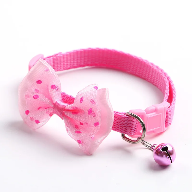 Colorful Cute Bowknot Bell Pet Collar Adjustable Buckle Cat Collar Pet Supplies  Personalized Kitten Collar Small Dog Accessory