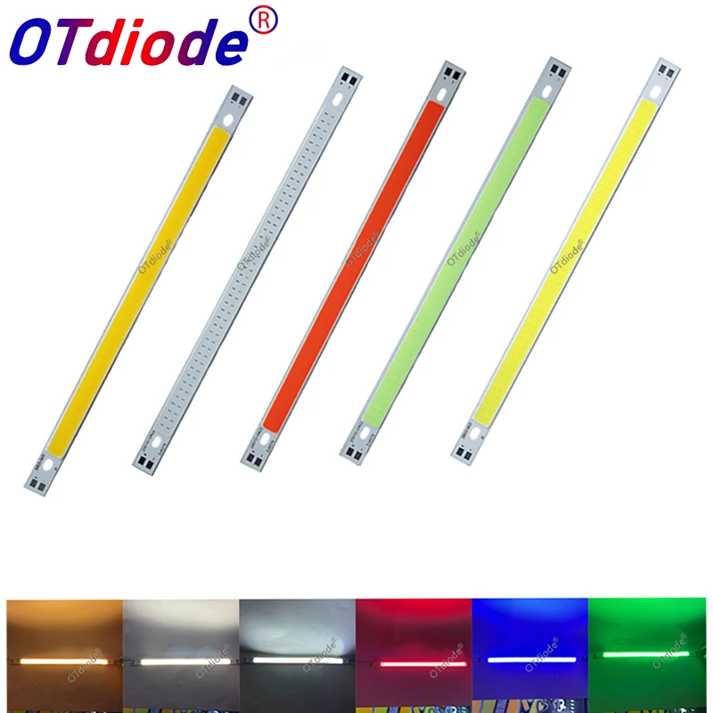 LED COB 200x10mm 12v cob led Strip light bulb source 10W Warm Nature White Blue Red Green Yellow FLIP Chip for Car light DIY