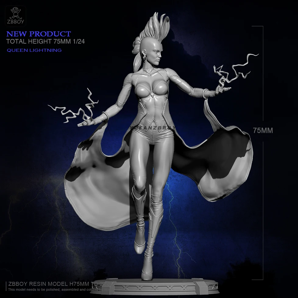 75MM Resin model kits Goddess of Lightning self-asssembled TD-2380