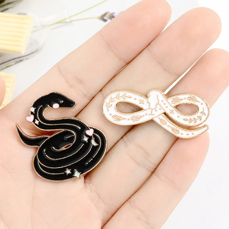 Snakes Enamel Pin Life is short,snake is long Brooch Badges For Backpack Shirt Lapel Pin Buckle Black White Jewelry Friends Gift