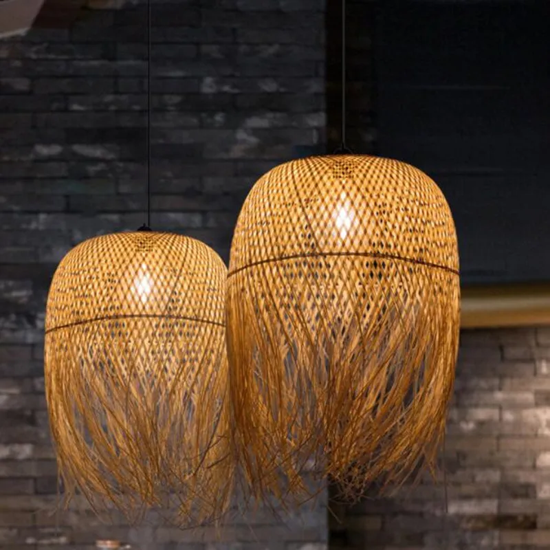 

Chinese Bamboo Pendant Lights nordic Design kitchen Hanging Lamps for Home Decor Luminaire Japanese Loft LED Suspension Fixtures