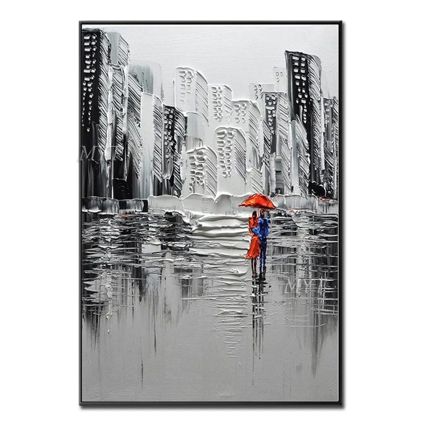 The Rain Beautiful Scene Abstract Oil Painting Wall Art Home Decoeation Hand Painted Artist Painted Living Room Wall No Frame