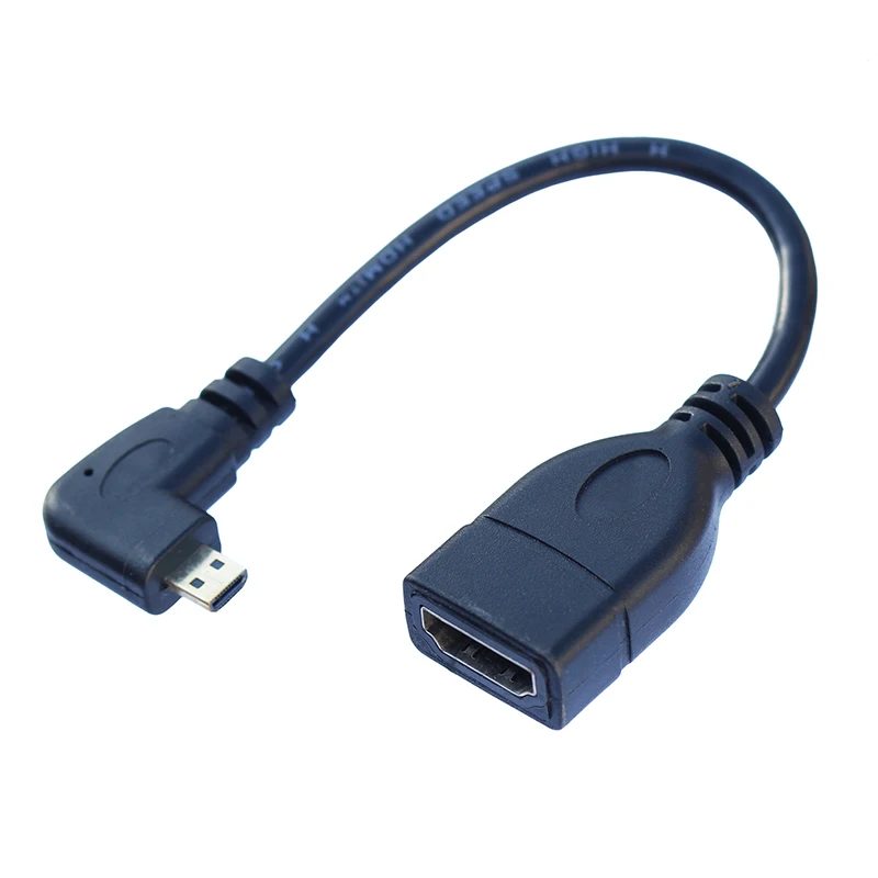 

15cm Right Angled 15cm D Type Micro HD-compatible Male to A Female Adapter Cable Convertor 1080P for Camera Laptop PC