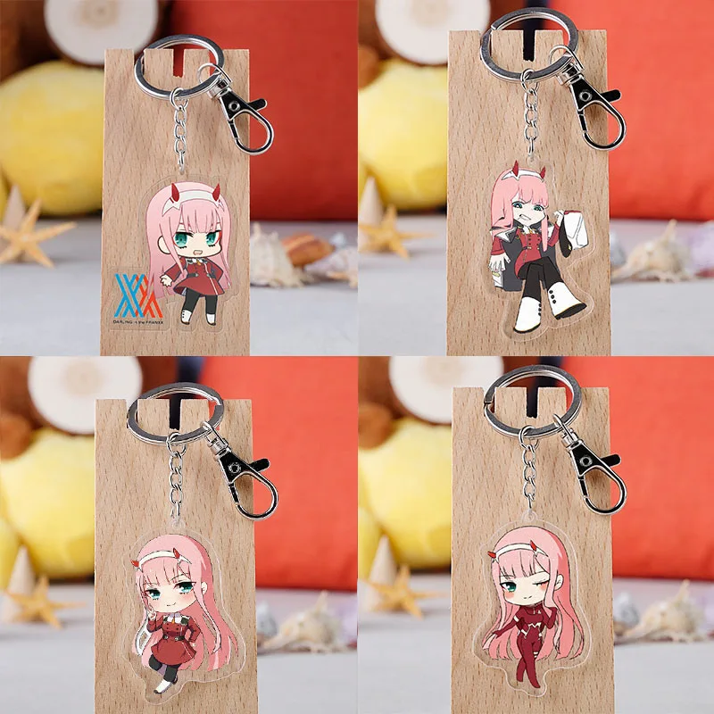 Wholesale 17pcs DARLING In The FRANXX Acrylic Keychain ZERO TWO HIRO Cartoon Figure Pendant Keyring For Fans Jewelry Gift