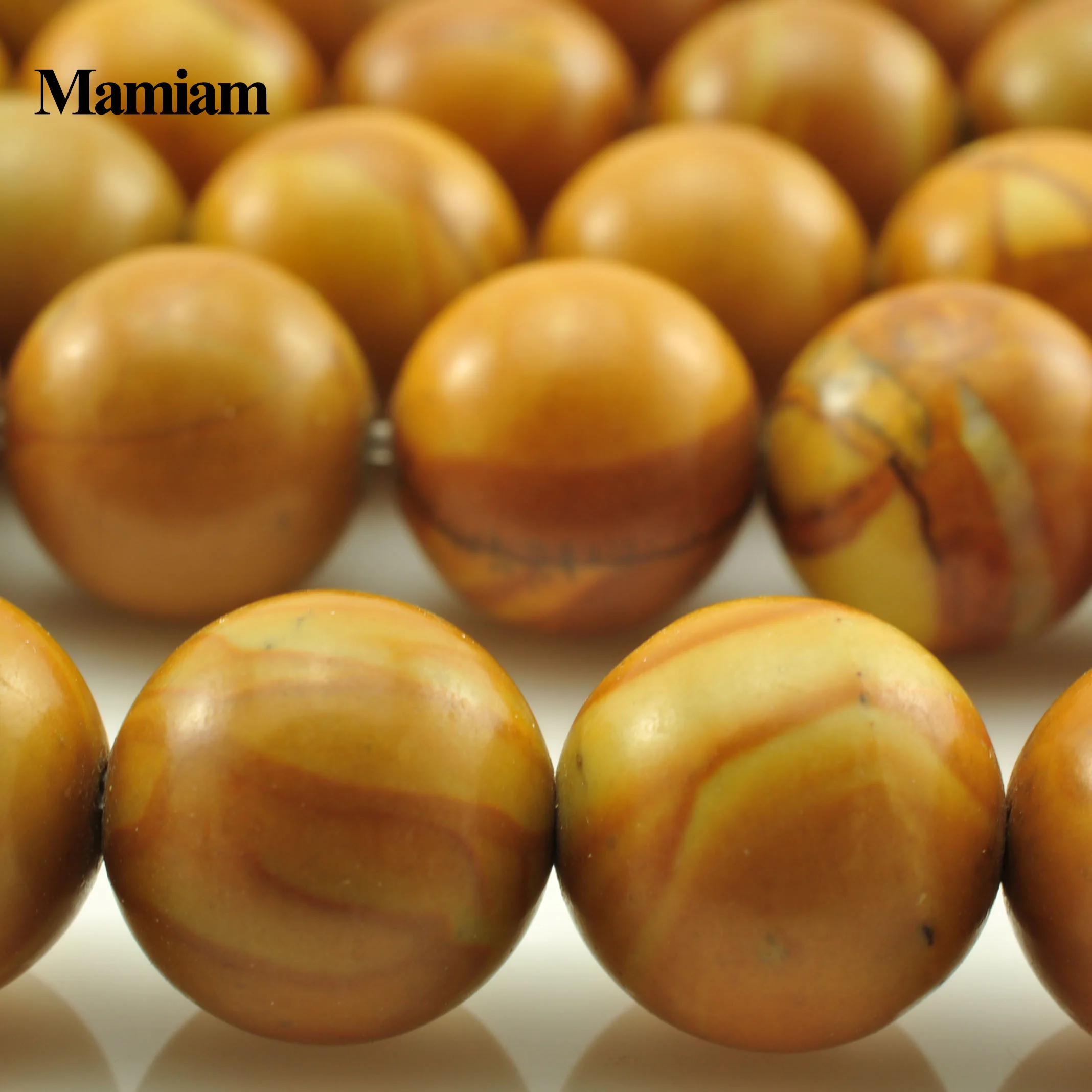 

Mamiam Natural Wood Grain Stone Beads 6-12mm Smooth Loose Round Diy Bracelet Necklace Jewelry Making Gemstone Gift Design