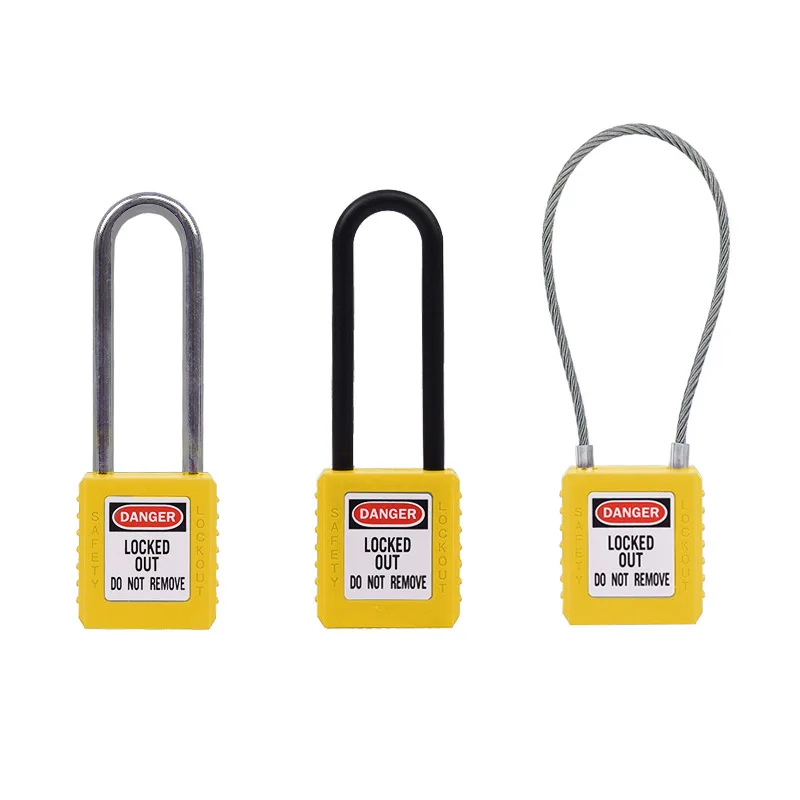 1pcs ABS Lock Security Padlock Plastic Shackle Safety Padlock 76mm Nylon Non Conductive Safety Padlock, With 2 Unique Key