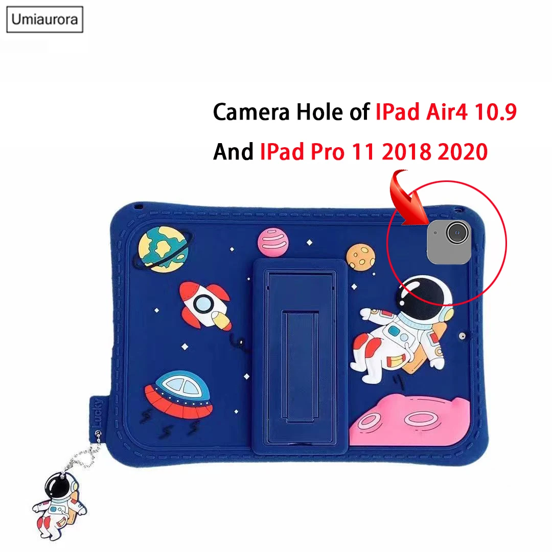 Funda de silicona con dibujos animados para iPad, carcasa protectora con asa para iPad Mini 6 9,7 Pro 11 7th 8th 9th Gen 10,2 2021 Air 1 2 3 4 5