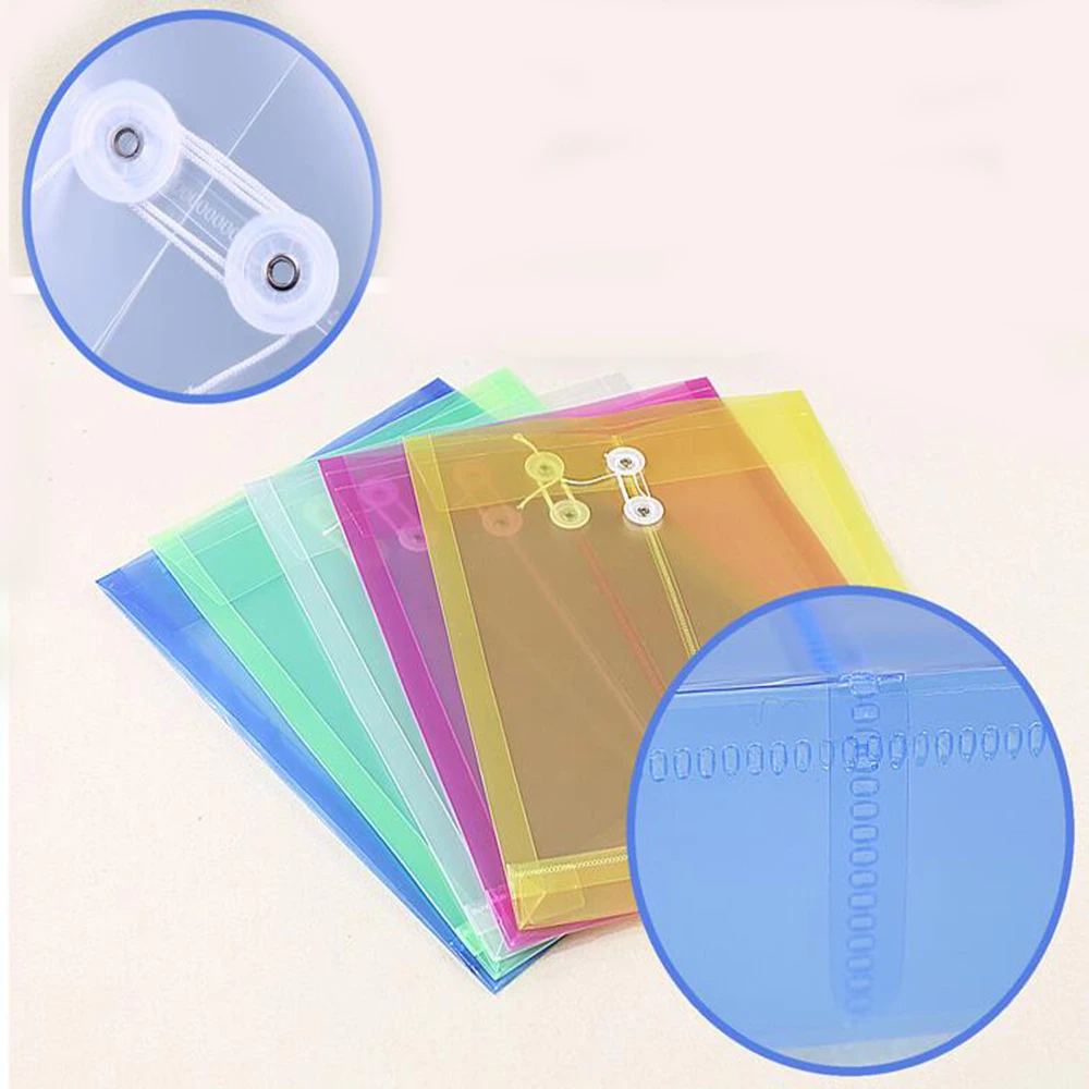 A4 File Document Button Closure Folder Bag PP Plastic Bags Waterproof Organizer Storage Stationery Punch Office School Supply