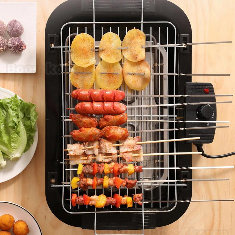 Household Electric Heating Barbecue Grill Oven Smokeless Indoor Carbon Free Meat Kebab Roaster BBQ Pan Hotplate Griddle