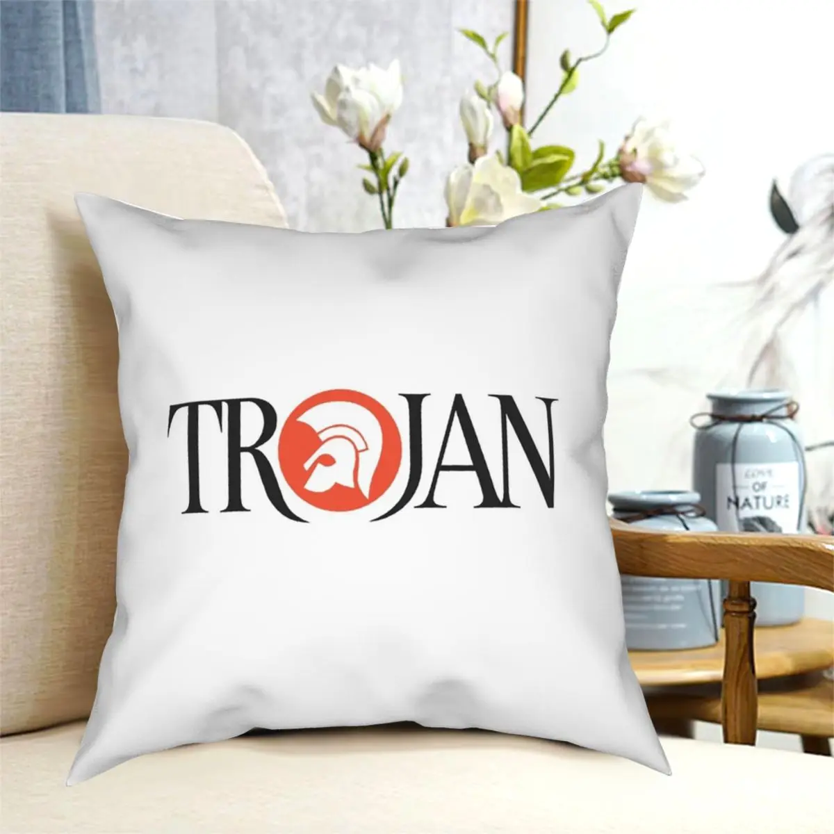 Trojan Record Square Pillowcase Creative Zip Decor Pillow Case for Home Cushion Case