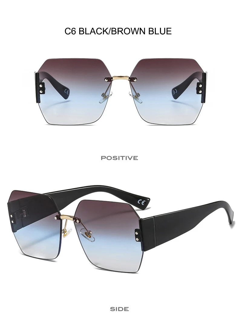 OEC-MANAGEMENT CPO Mode Randlose Sonnenbrille Frauen Platz Goggle Gläser Weibliche Marke Trend Blume Beine Shades Uv400 Vintage Brillen – Detail 10
