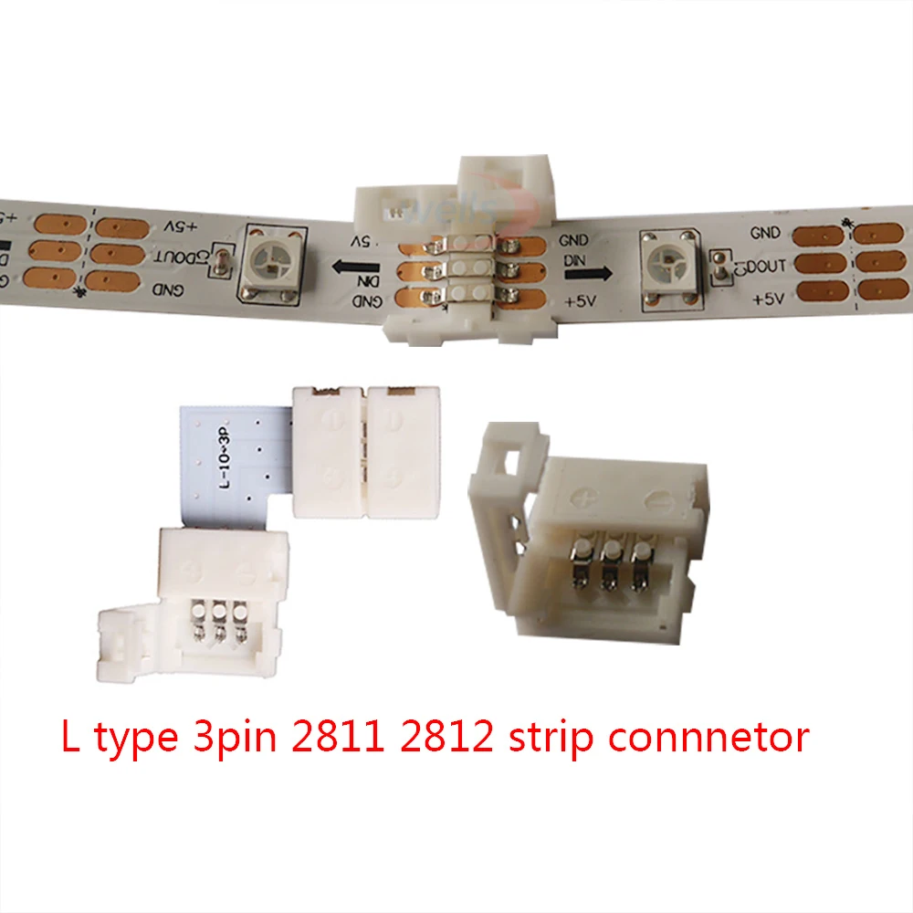 5set L Shape 2pin 3pin 4pin 5pin 6pin For connecting corner right angle LED strip 5mm/8mm/10mm/12mm PCB Lights Tape Connector