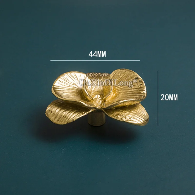 Brand New 4PCS Solid Brass Orchid Furniture Handles Drawer Pulls Cupboard Wardrobe Kitchen TV Shoe Cabinet Pulls Handles Knobs