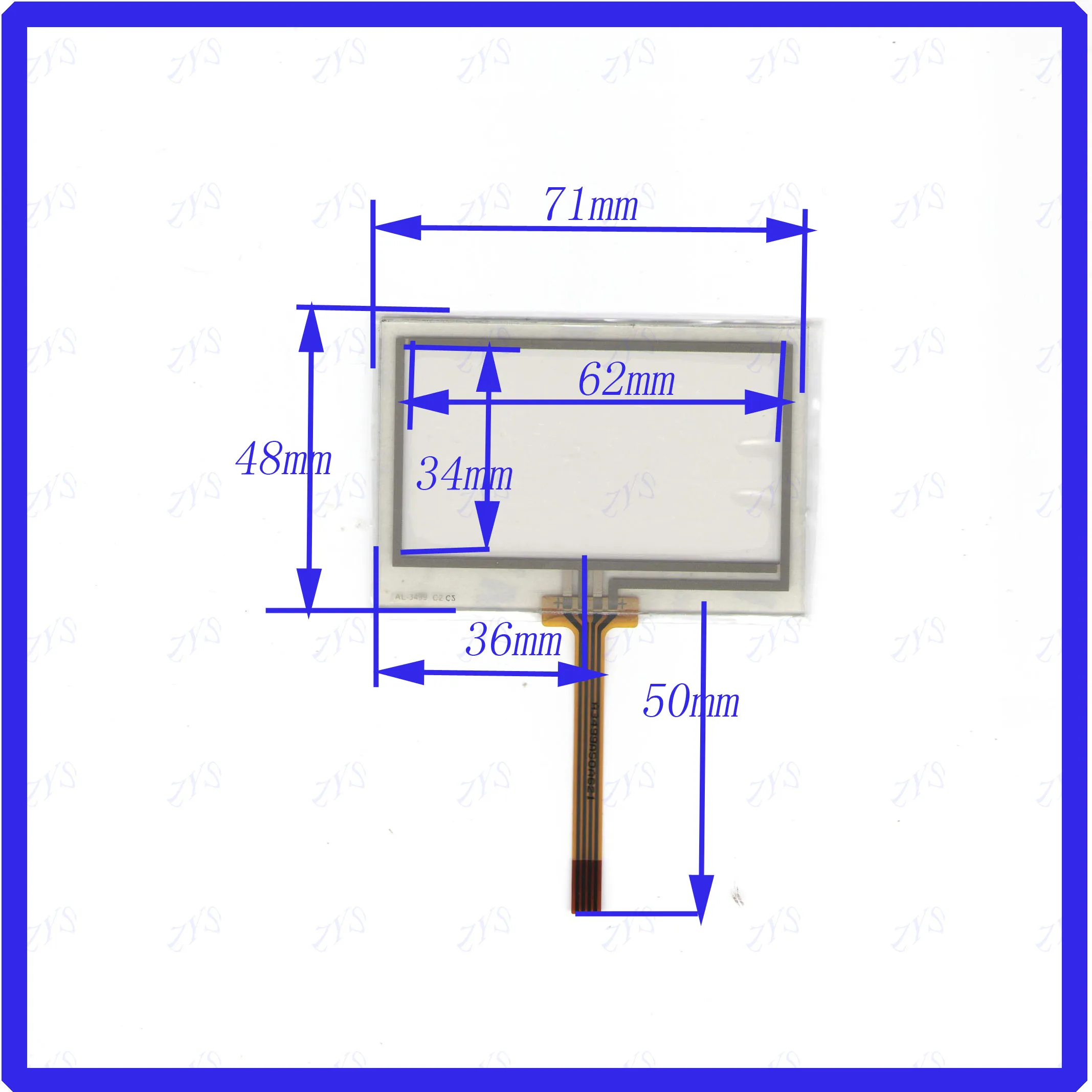 ZhiYuSun AL3499 3 Inch Touch Screen welding  71*48mm  for GPS CARS 71*48  AL 3499