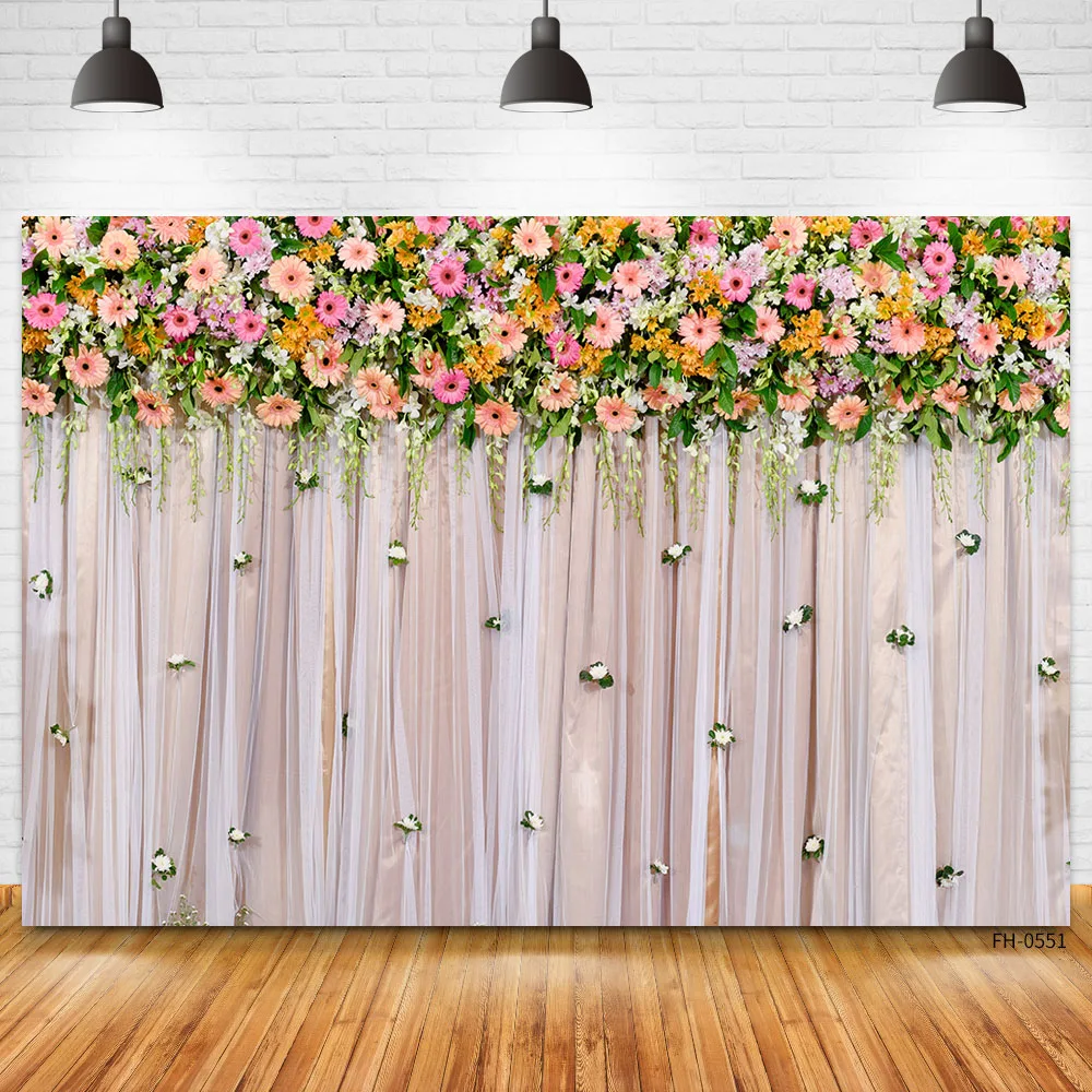 Wedding Party Decoration Photocall Backdrop Flowers Wall Floral Baby Birthday Photography Background For Photo Studio Photophone