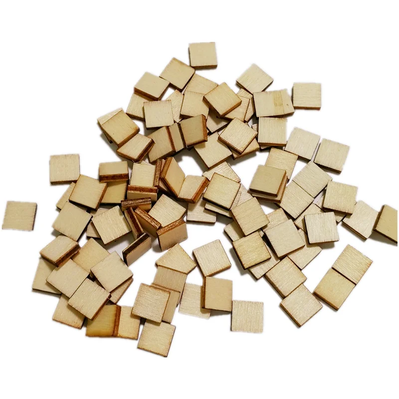 100PCS 10MM Unfinished Wood Pieces Blank Wood Squares Round Corner Wooden Cutouts for DIY Supplies, Craft, Decoration