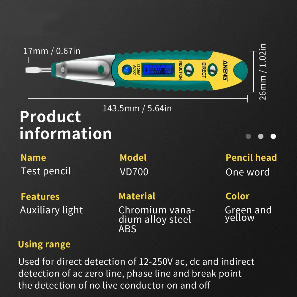 มัลติมิเตอร์ดิจิตอลดินสอทดสอบ12-250V ไขควงไฟฟ้าจอแสดงผล LCD เครื่องตรวจจับแรงดันไฟฟ้าปากกาทดสอบเครื่องมือช่างไฟฟ้าเครื่องมือ