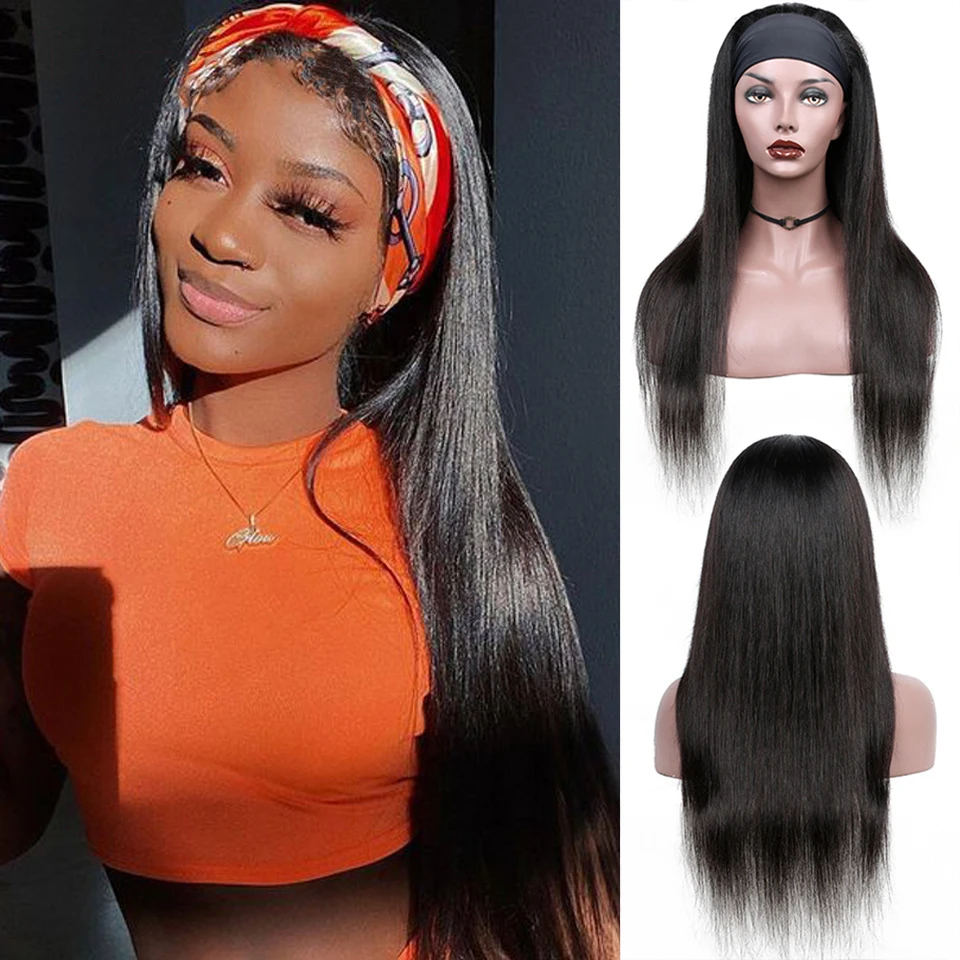 

Clearance Headband Wig Human Hair Bone Straight Glueless Brazilian Remy Straight Headband Half Wigs For Black Women