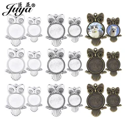 30PCS 20/25mm Cabochon Pendant Base Settings Owl Blank Bezel Tray DIY Jewelry Making For Necklace Or Keychain Crafts Accessories