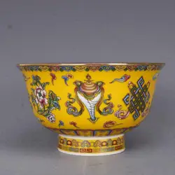 Chinese Famille Rose Porcelain Qing Qianlong Gilt Edged Auspicious Design Bowl