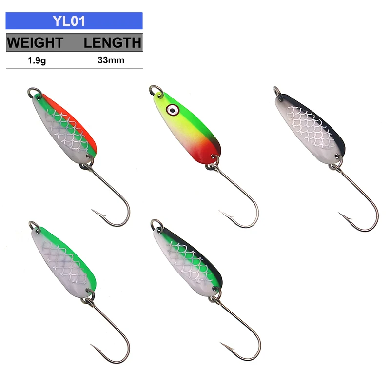 HISTOLURE  Luminous Trout Fishing Spoons Lures1.9g 33mm  Artificial Wobbler Hard Lure Metal Brass Baits Bass