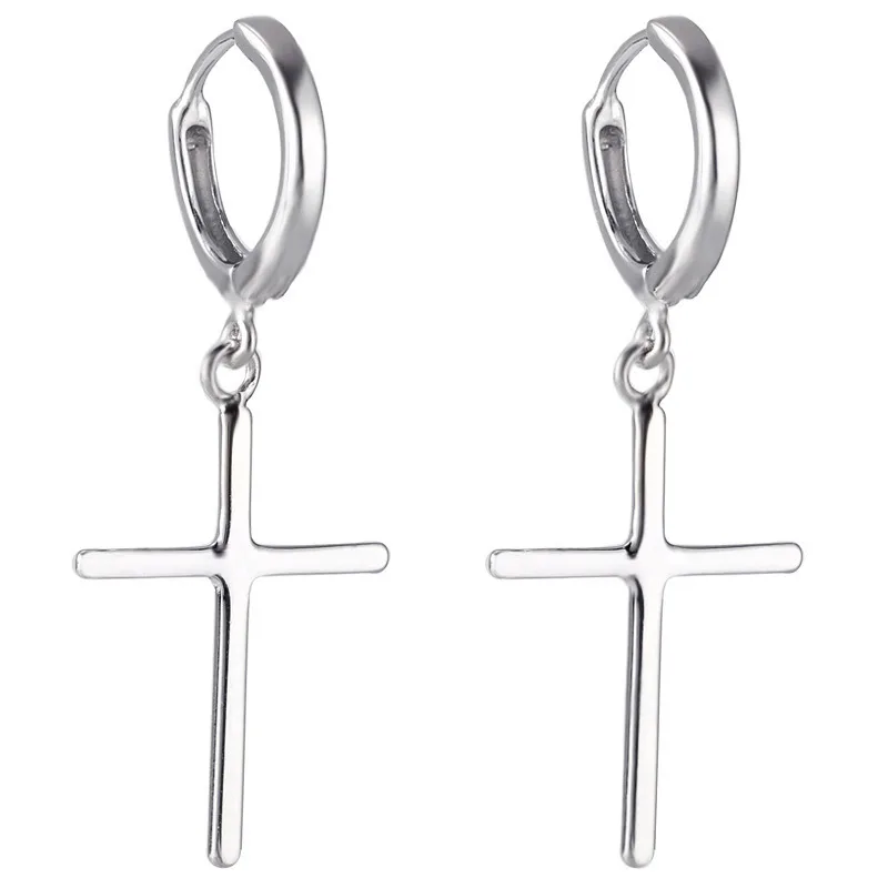 VENTFILLE 925 Sterling Silver Personality Cross Hoop Earrings For Women Temperament Personality Trendy Jewelry Gift 2021 New