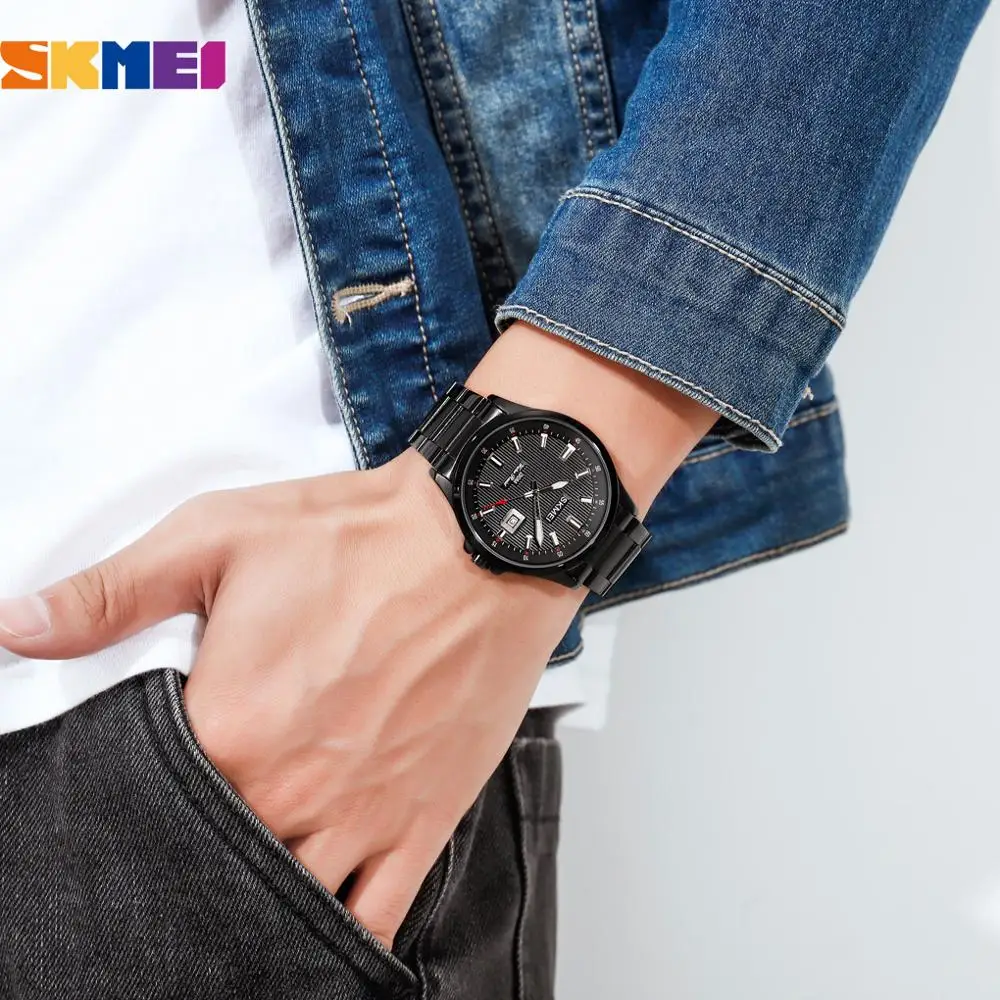 SKMEI Quartz Watches Men Stainless Steel Wristwatch Luxury Fashion Date Watch Men\'s Business Hour Original Design Reloj Hombre