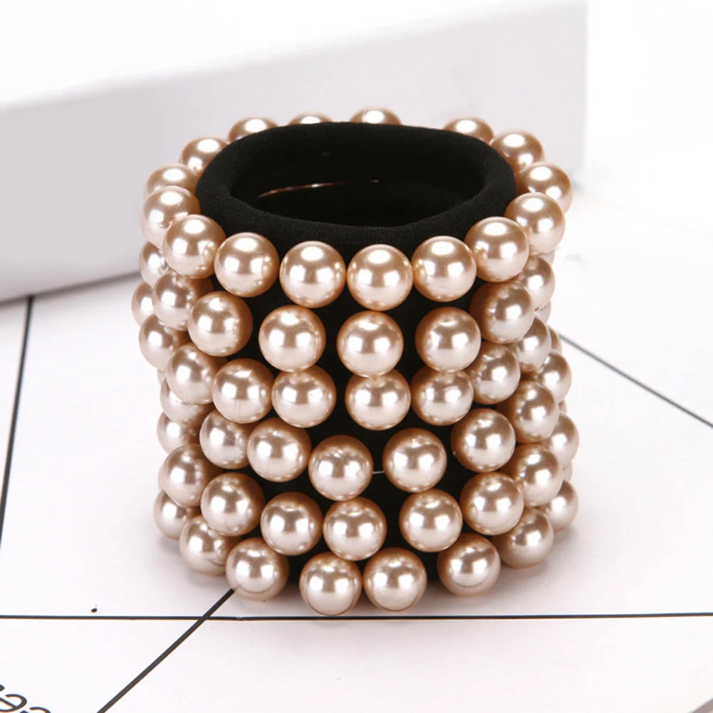 Wanita Rambut Scrunchies Mutiara Imitasi Elastis Rambut Band Seamless Tali Rambut Ekor Kuda Rambut Cincin Colorful Gadis Rambut Aksesoris