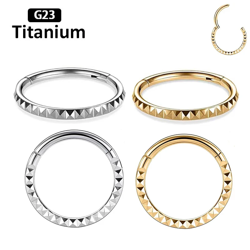 

G23 Titanium Piercing Nose Hoops Anti-allergic Earrings Clicker Septum Nose Ring Helix Cartilage Tragus Ear Body Jewelry 16G