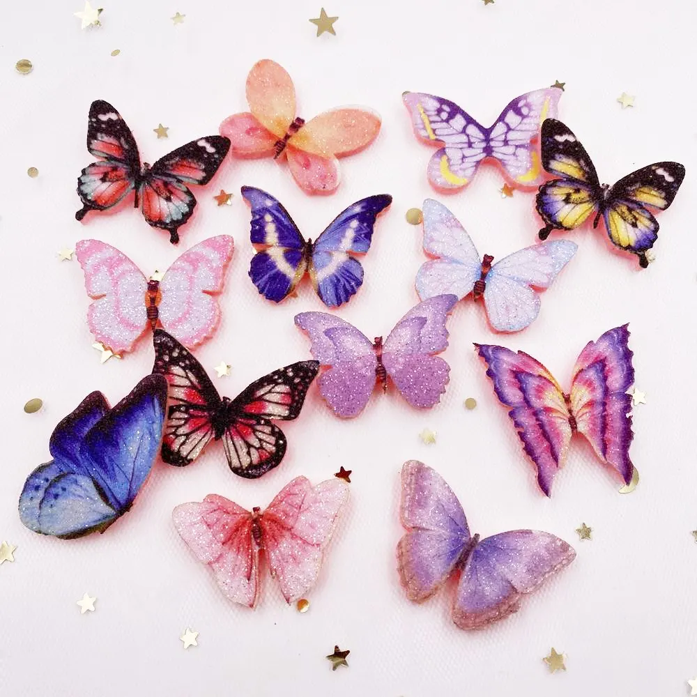 New 10PCS Glitter Felt Fabric Colorful Butterfly Applique Wedding DIY Sewing Patch Accessories DIY Craft Supplies SE29