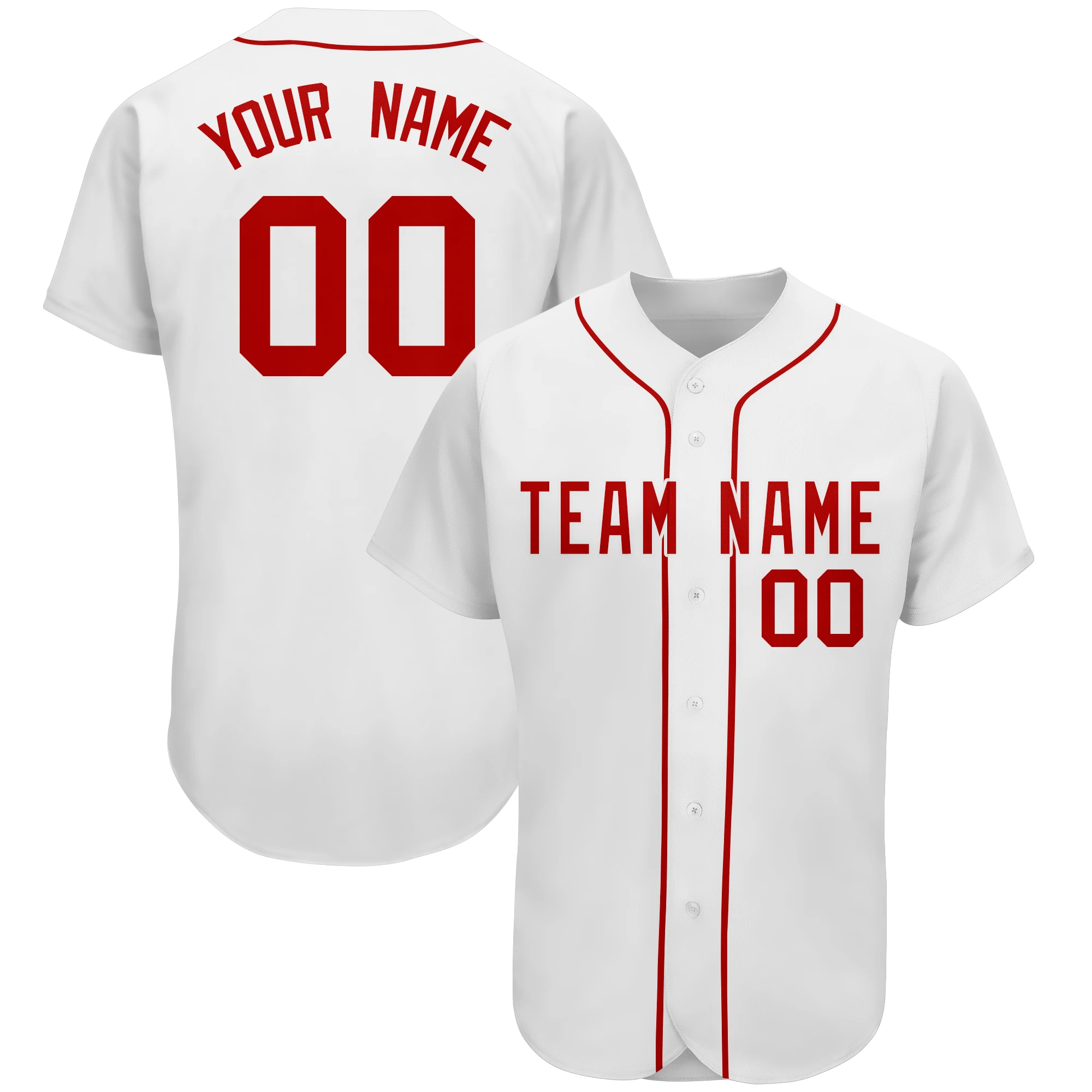 Custom Baseball Jersey Print Your Name&Team Number Mesh Breathable V-neck Soft Training Full-botton Shirts for Men/Youth