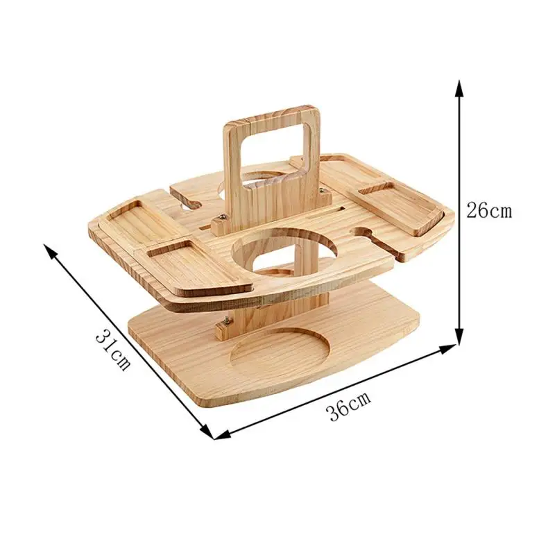 Wooden Portable Outdoor Folding Table Fruit Snack Tray Camping Picnic Wine Table Removable Wine Glass Holder Picnic Table