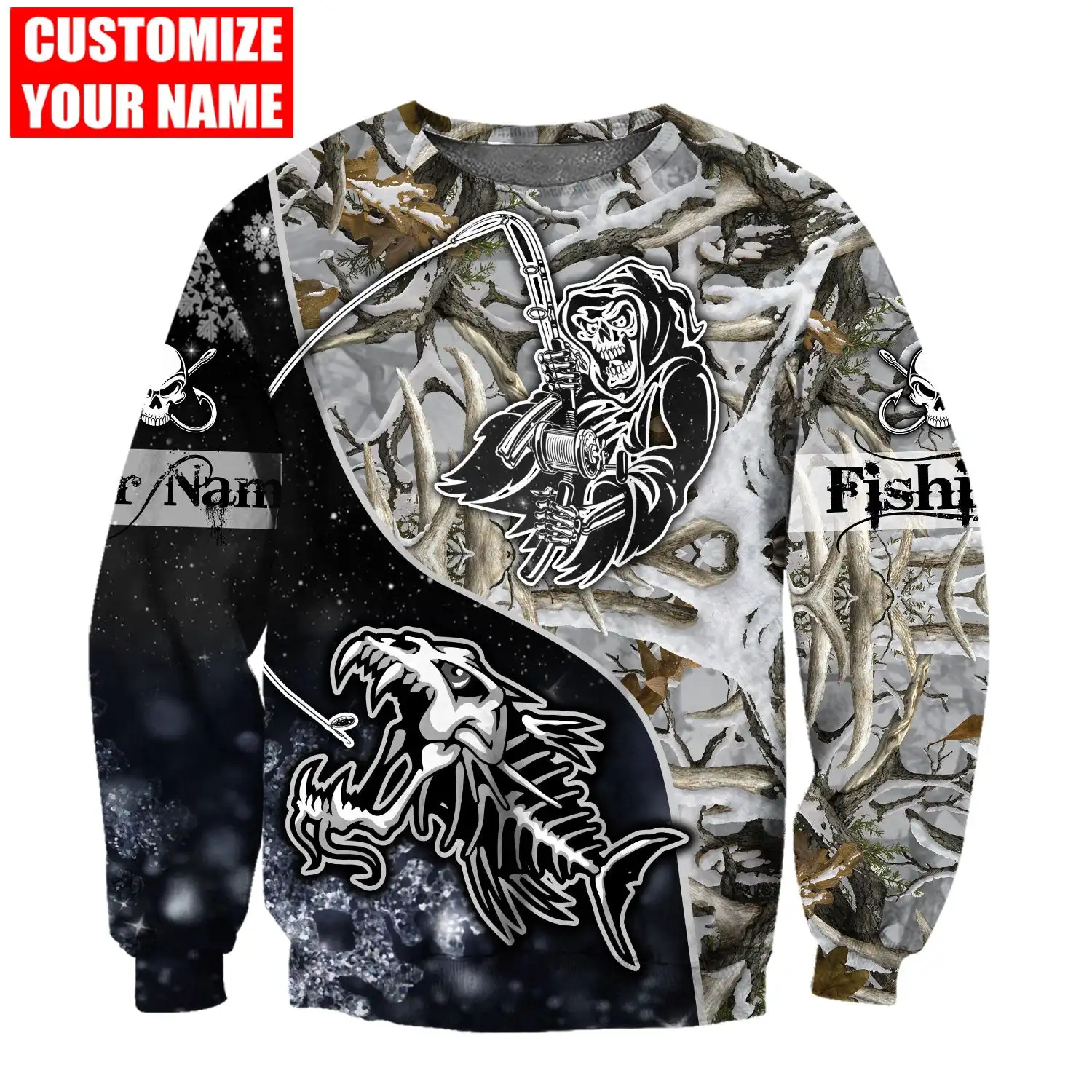 Sudadera pesca camuflaje 3D unisex con capucha y cremallera - imagen 5