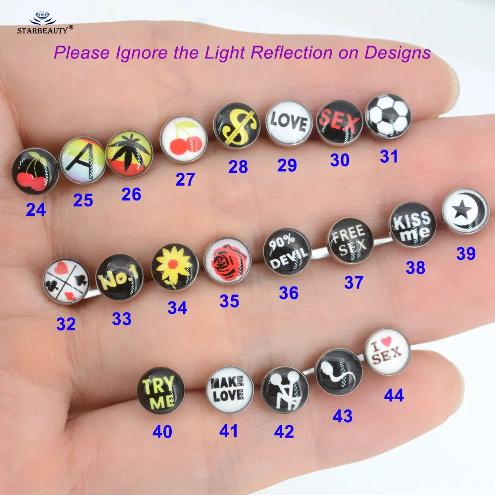 2Pcs DIY 14G 16mm Surgical Steel Barbell Sipder Cherry Dog Cat Tongue Piercing Jewelry Football Sexy Tongue Rings for Women Men