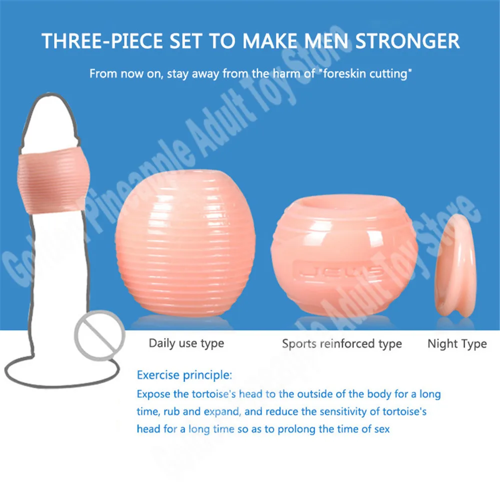 Silicone Penis Ring Sex Toys for Men Reusable Ejaculation Lock Cock Rings Silicone Foreskin Correction Ring Phimosis Corrector