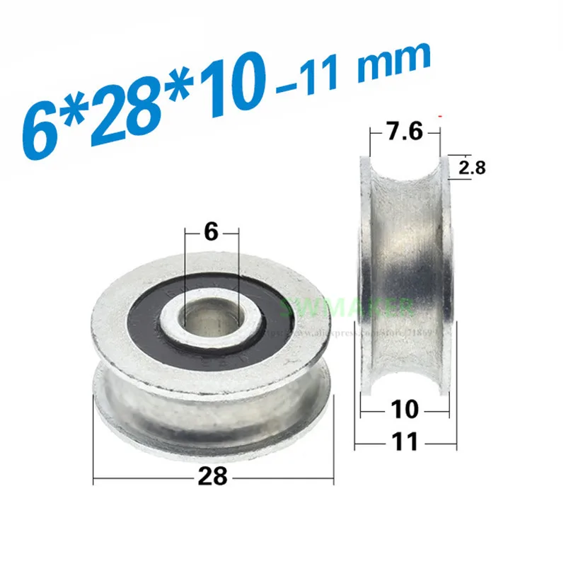 1pcs 6*28*10mm U groove wheel, wire rope metal iron wheel, guide wheel