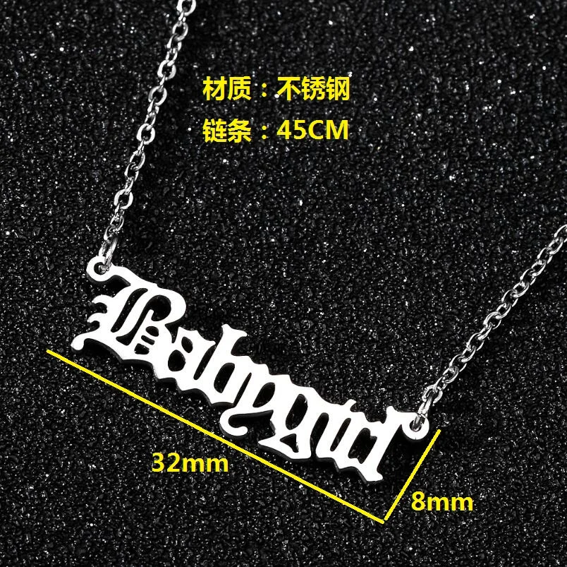 Hot Sale Fashion Stainless Steel Name Necklace Personality Silver Color Letter Gold Necklace Pendant Nameplate Jewelry Gift 2021