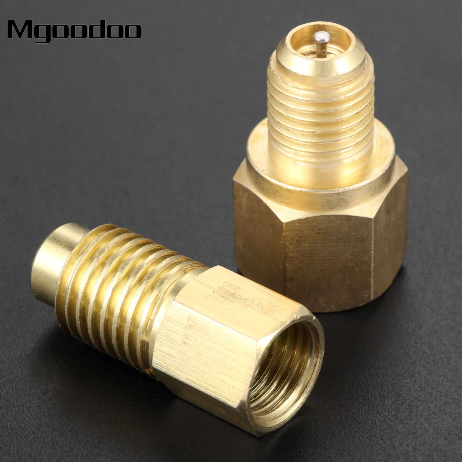 

Mgoodoo R12 R22 To R134a Adapters W/ Valve Core For Tank Vacuum Pump Can Tap Oil Injector Charging 1/4" SAE 1/2" ACME