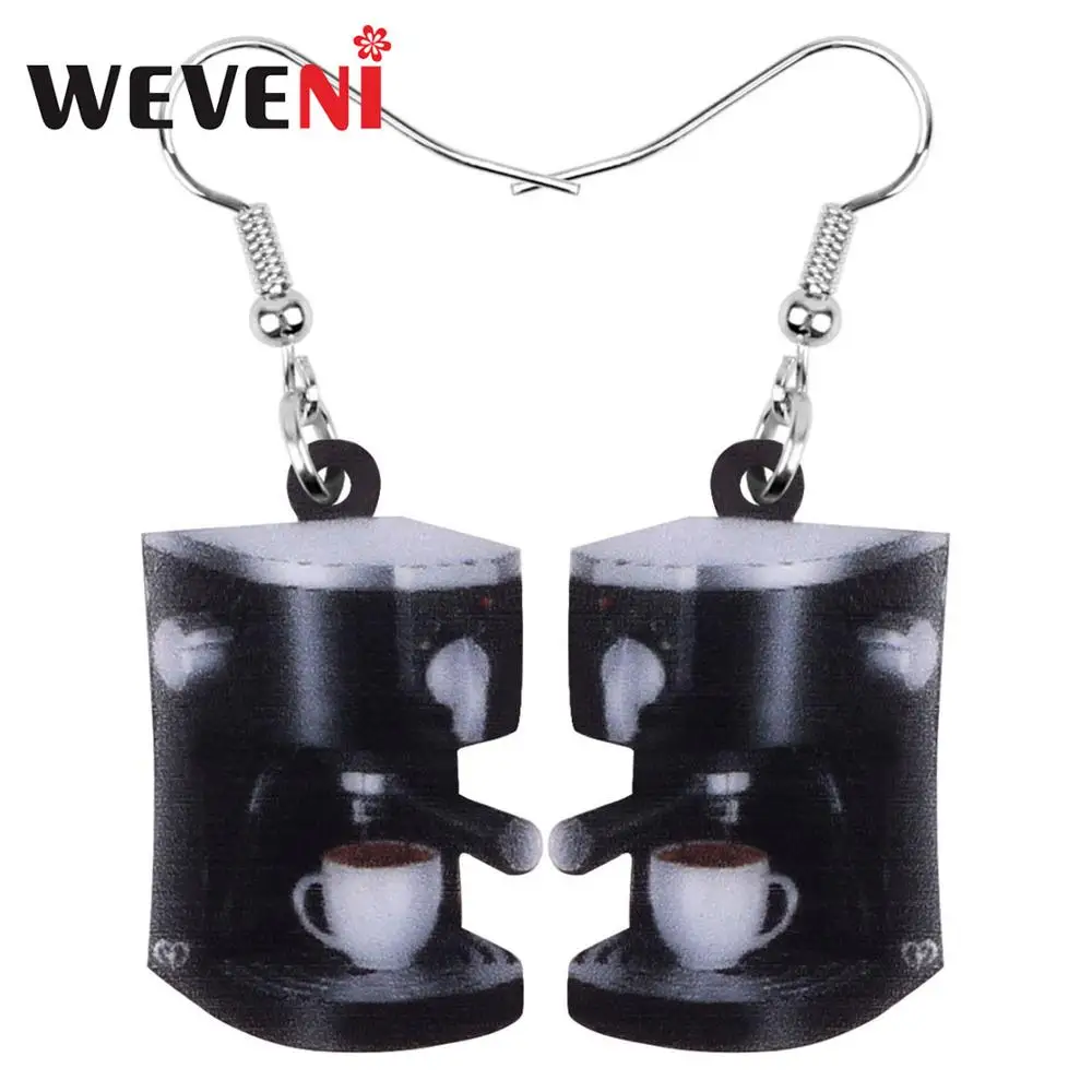 WEVENI Acrylic Coffee Machine Cup Earrings Drop Dangle Novelty Decoration Jewelry For Women Girls Teen Kid Charms Gift Accessory