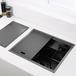 black Hidden Kitchen black sink bowl Bar Stainless Steel Balcony sink Concealed Bar sink With clean water tap Open kitchen sink