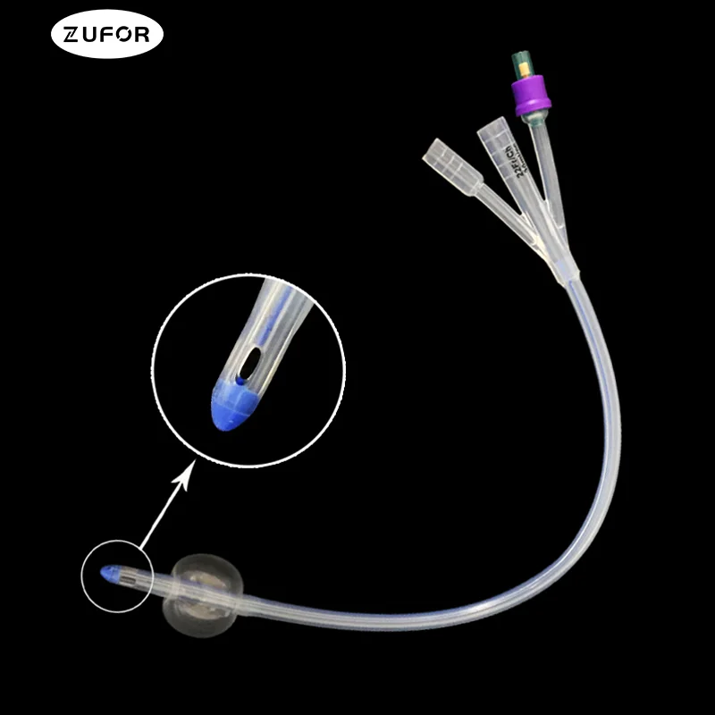 2pcs/lot 3 way Silicone Foley Catheter Disposable Medical Silicone Men's urology Urethral urine tube sex catheters