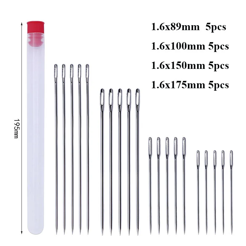 20PCS 175mm Large Hand Wool Doll Big Eye Pointed Long Sewing Needles Stainless Steel Beading Jewelry Making Beading Pins Needle