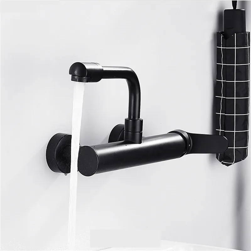 Kitchen Faucet Black/Silver Brass 360 Rotate Nozzle Tap Single Handle Bathroom Fold-able Faucet Cold Hot Water Sink Mixer Taps